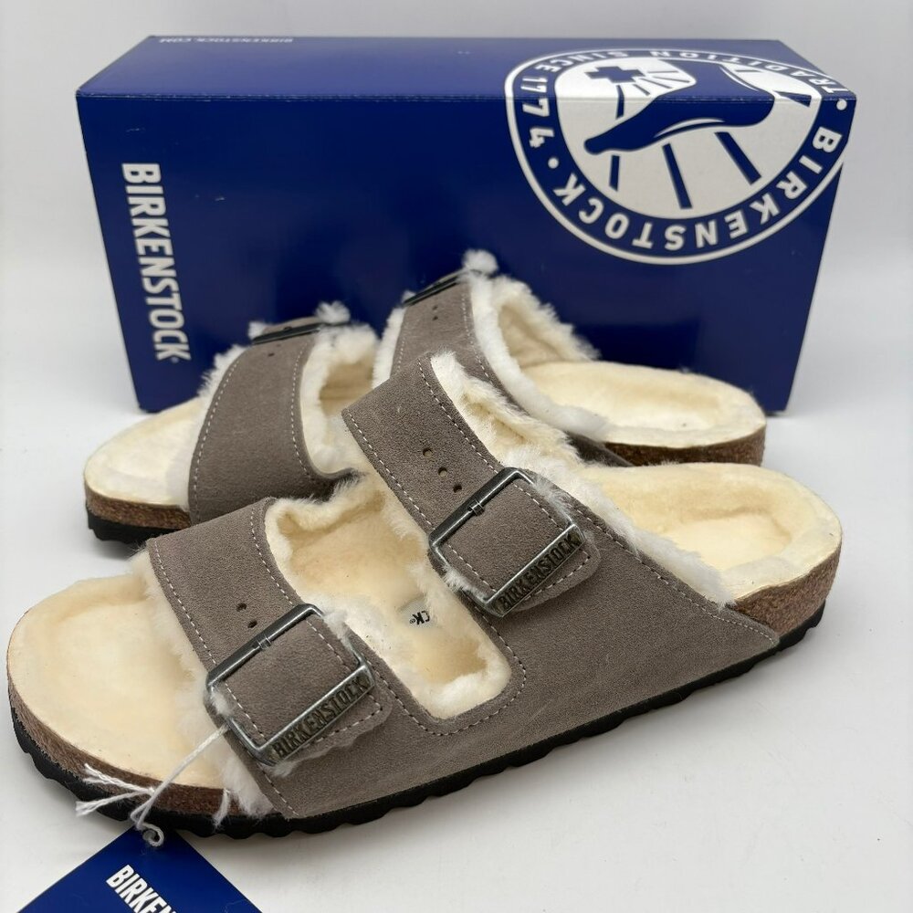 Birkenstock Arizona Shearling Stone coin style # 1017403